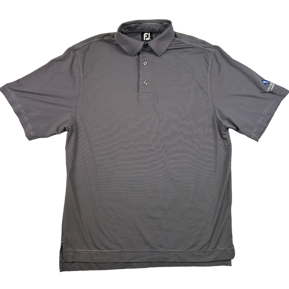 FootJoy Polo Shirt Mens Medium Striped Golf Moisture Wicking Silver Creek
